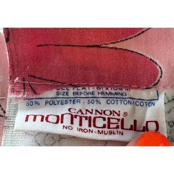 Vintage 70s flat/top sheet, orange, pink, white daisy flowers, full/double size - Picture 7 of 8